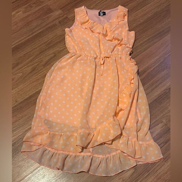 Lilt  Girls Orange polka dot dress - size 8 - Picture 1 of 11